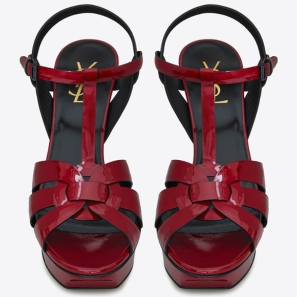 Saint Laurent Tribute 105mm Patent Platform Sandal - Picture 1 of 4